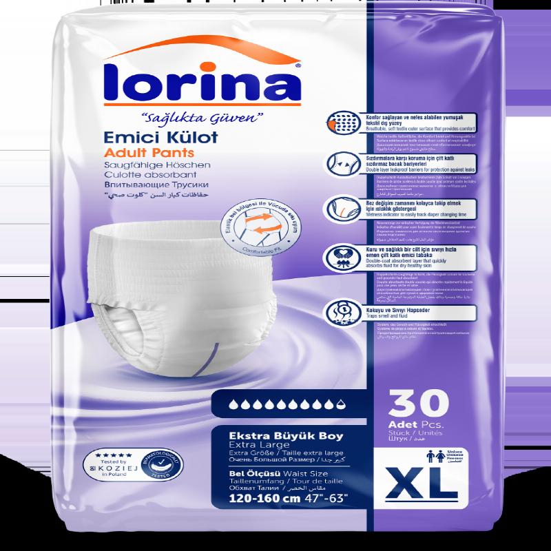 Підгузки-трусики для дорослих Lorina, розмір XL (120-160cм), 30шт